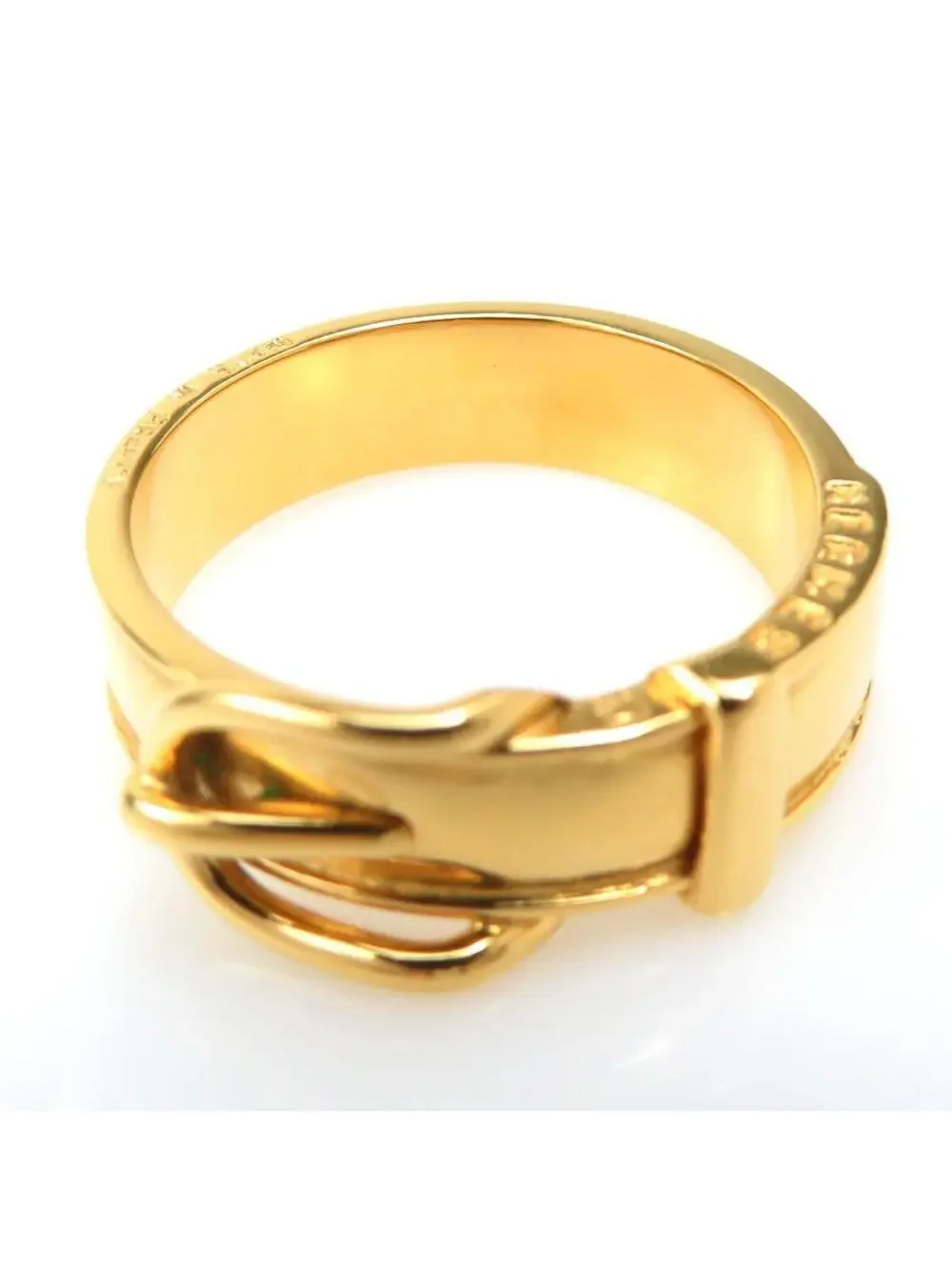 Auth Hermes Belt Motif Scarf Ring Gold #302919H16B
